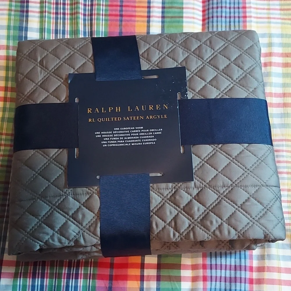 Ralph Lauren Home Argyle Quilted Euro Sham Graphite 26x26